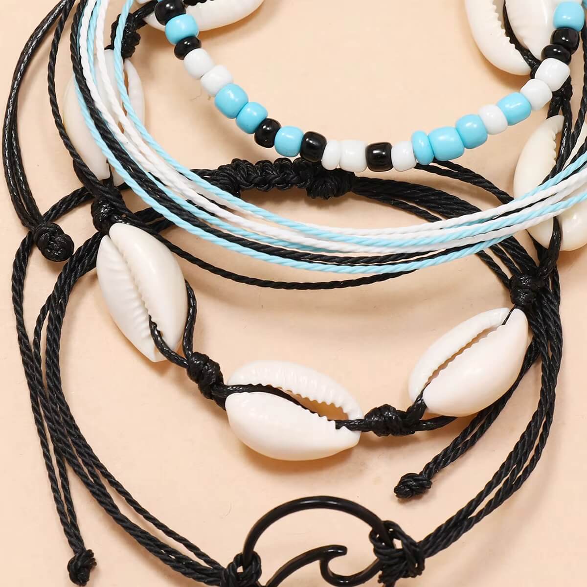 Beaded Chain Cord Beaded Anklet