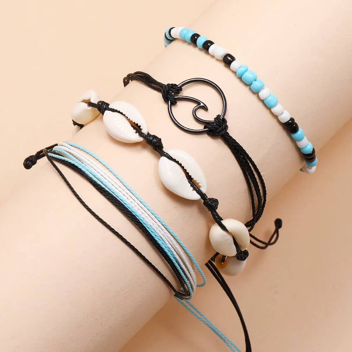 Beaded Chain Cord Beaded Anklet