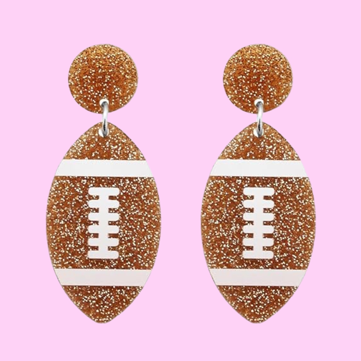 Football Dangle Earrings In Brown