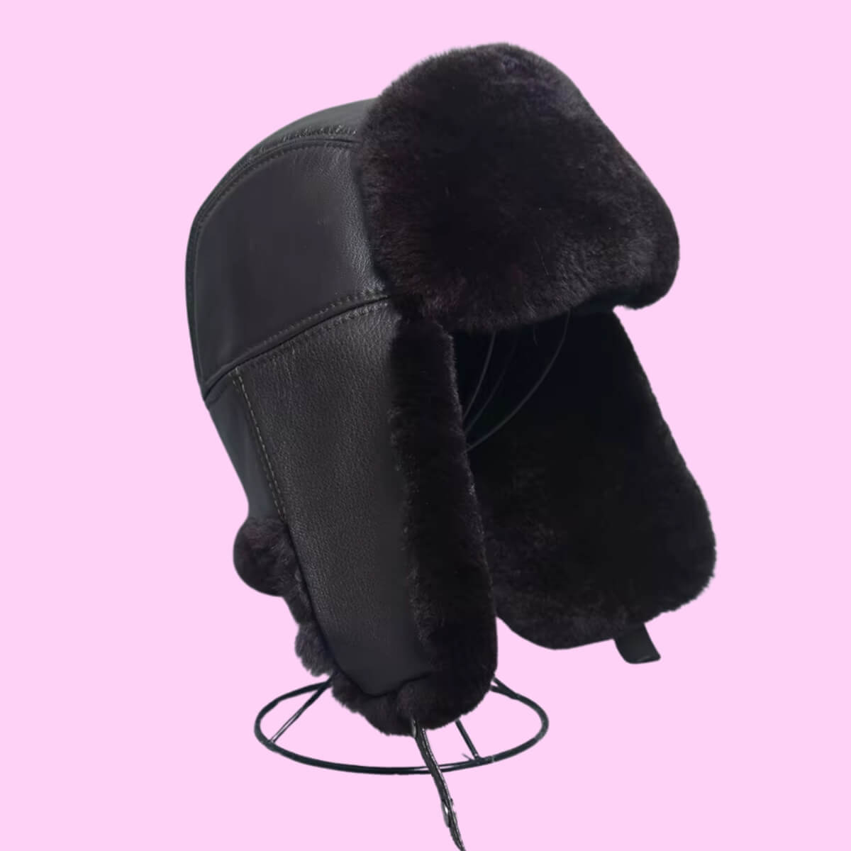 Genuine Leather Fur Bomber Hat