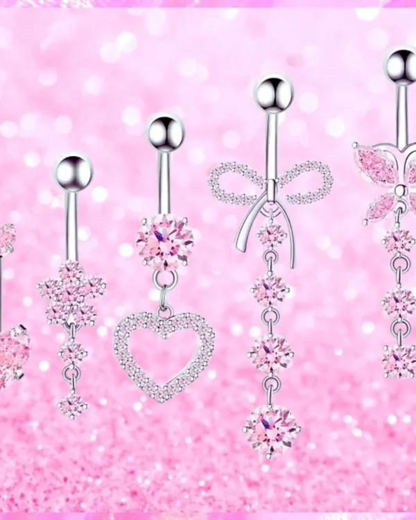 Surgical Navel Belly Rings In Pink