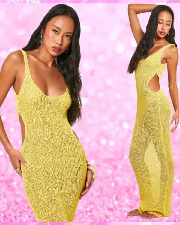 Crochet Cut Out Beach Maxi Dress