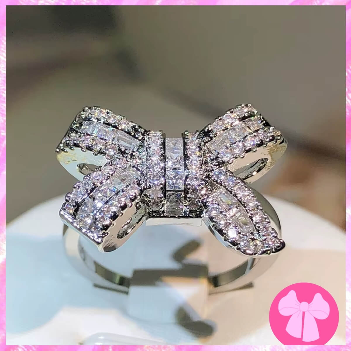 Bow Shaped Lab Created Diamond Ring