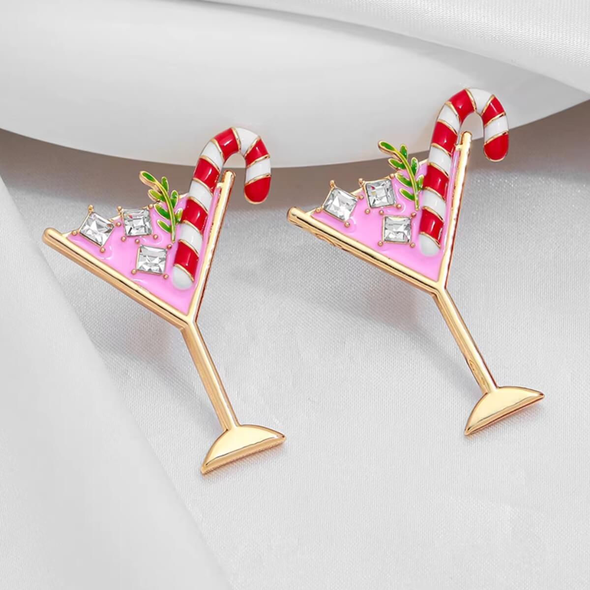 Candy Cane Martini Stud Earrings