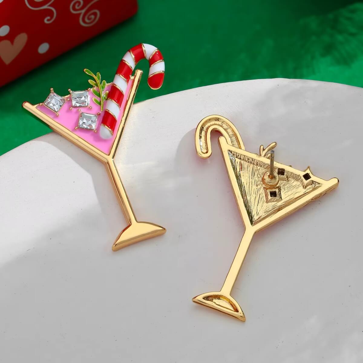 Candy Cane Martini Stud Earrings