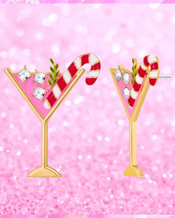 Candy Cane Martini Stud Earrings