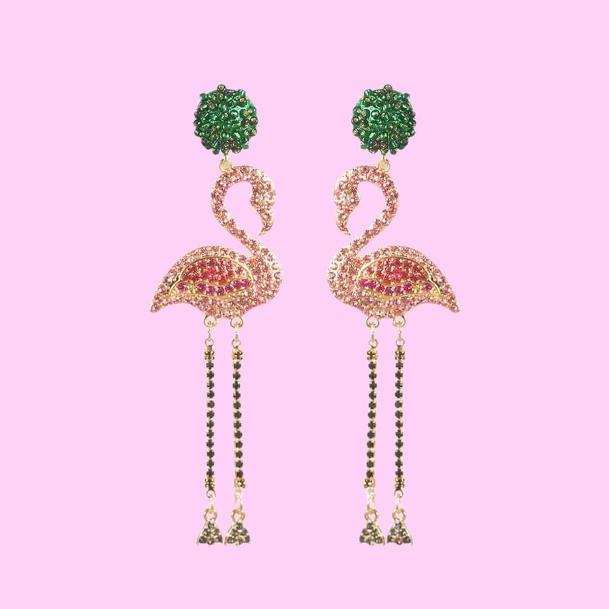 Flamingo Crystal Drop Earrings