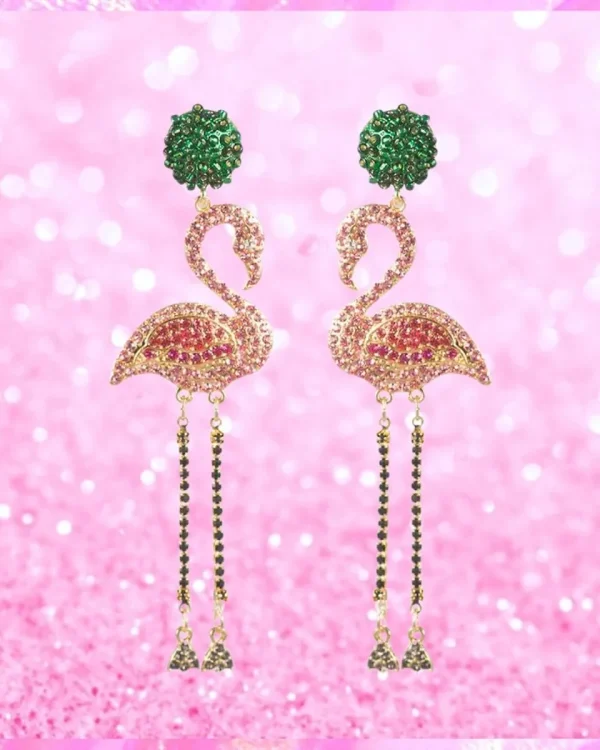 Flamingo Crystal Drop Earrings
