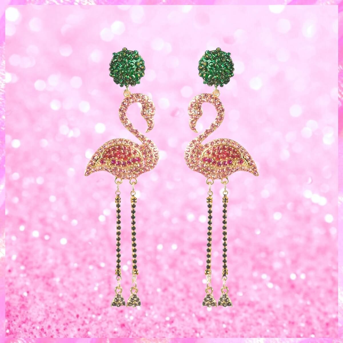 Flamingo Crystal Drop Earrings