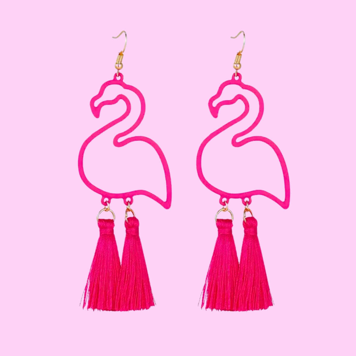 Flamingo Tassel Chandelier Earrings