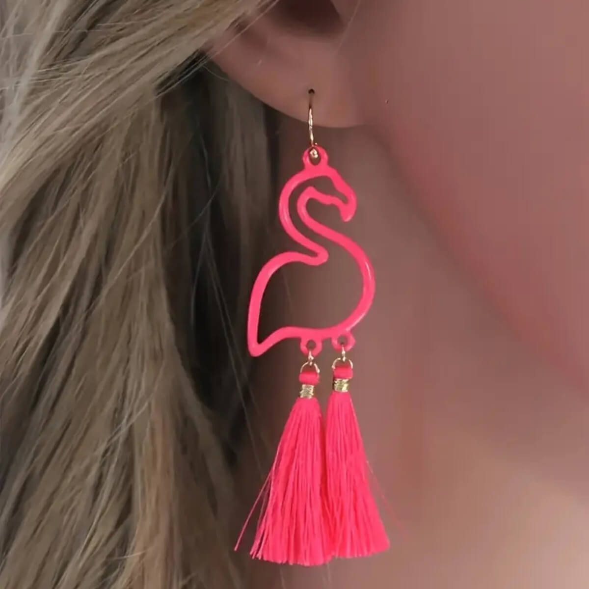 Flamingo Tassel Chandelier Earrings