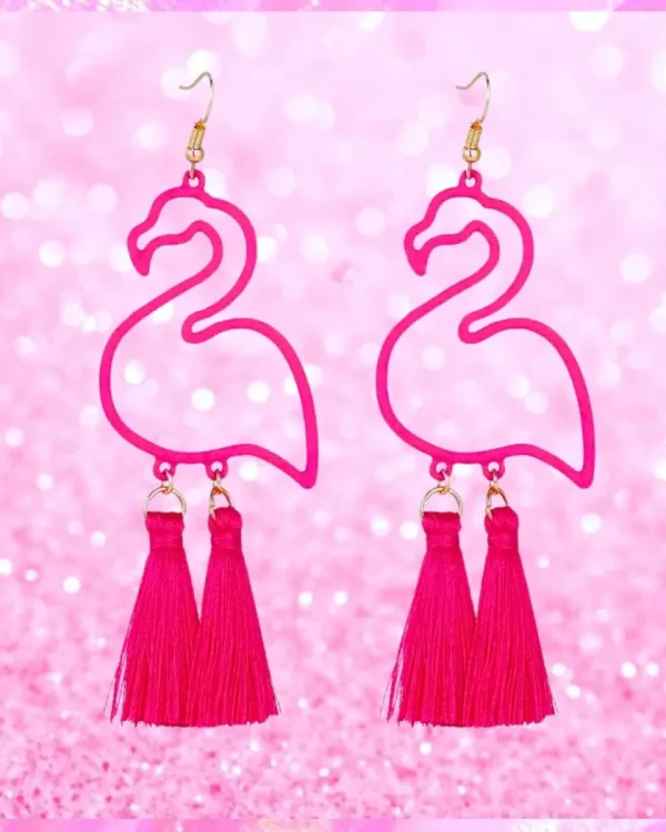 Flamingo Tassel Chandelier Earrings