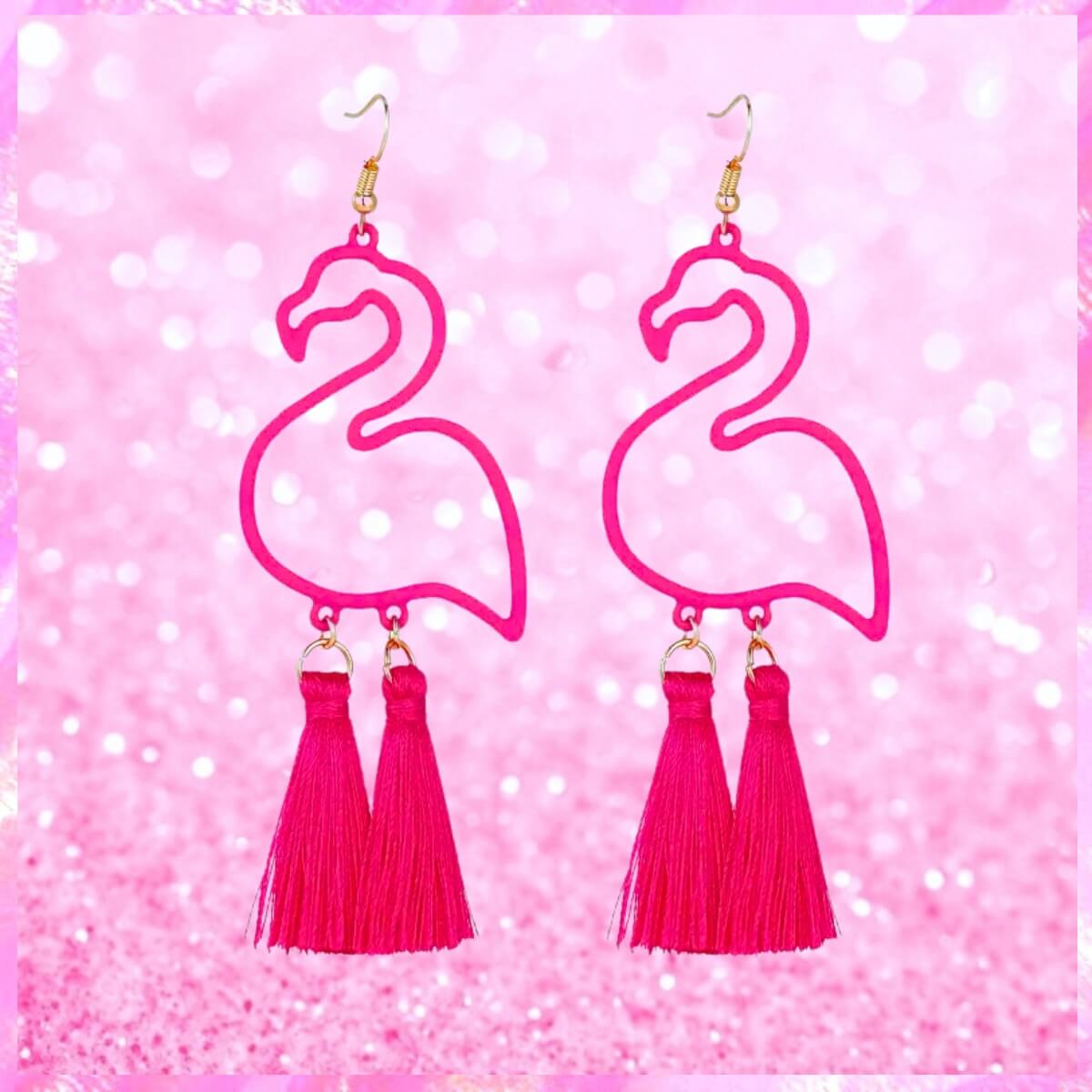 Flamingo Tassel Chandelier Earrings