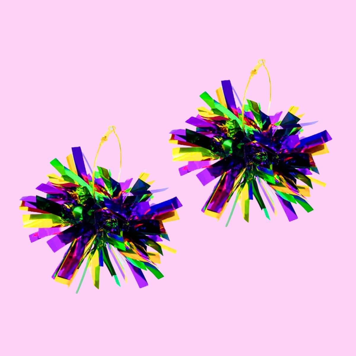 Mardi Gras Confetti Hoop Earrings