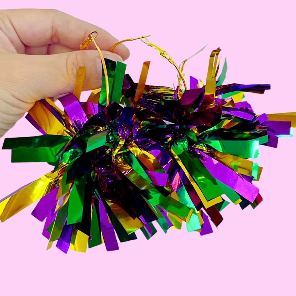 Mardi Gras Confetti Hoop Earrings