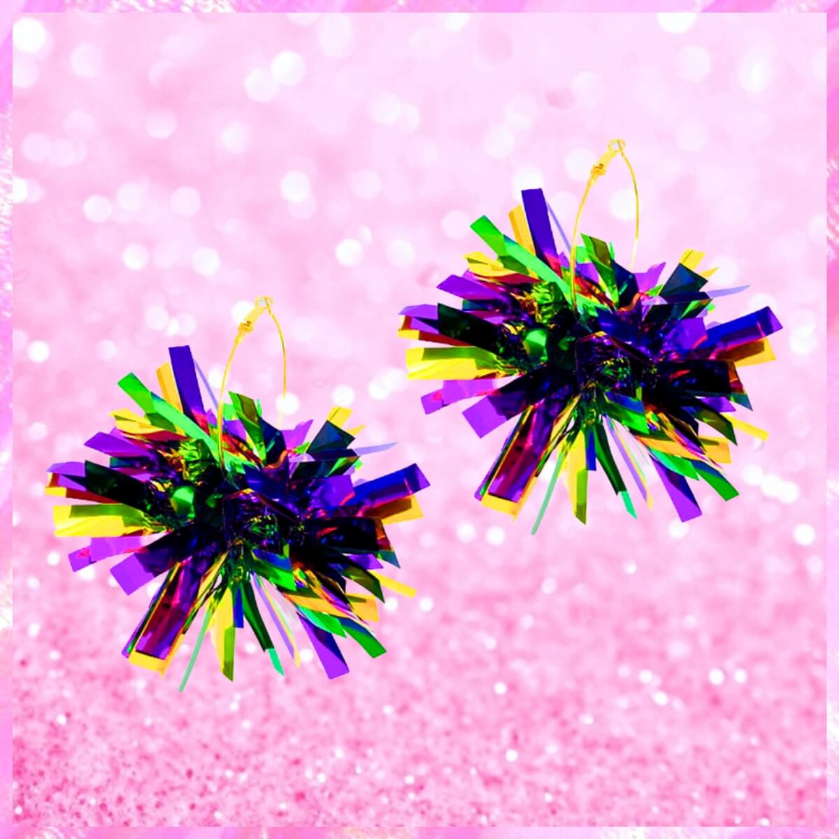 Mardi Gras Confetti Hoop Earrings