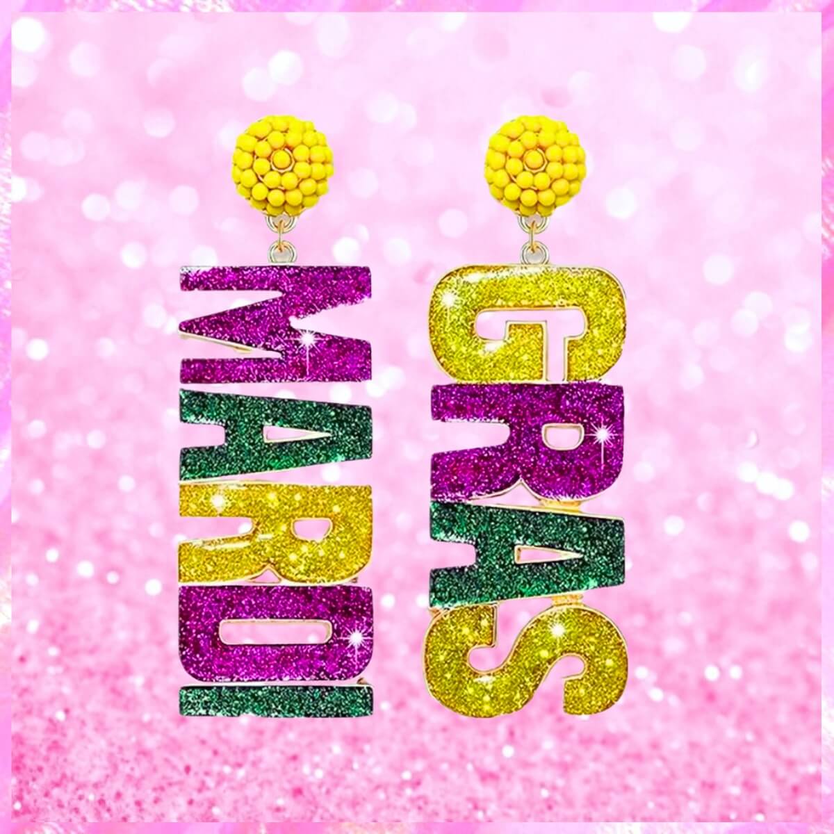 Mardi Gras Letter Dangle Earrings