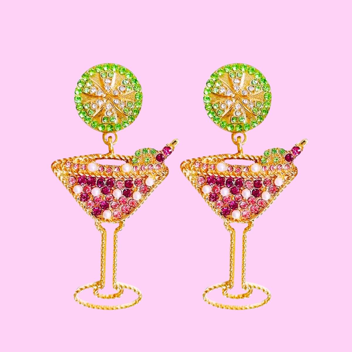 Martini Cocktail Drop Earrings