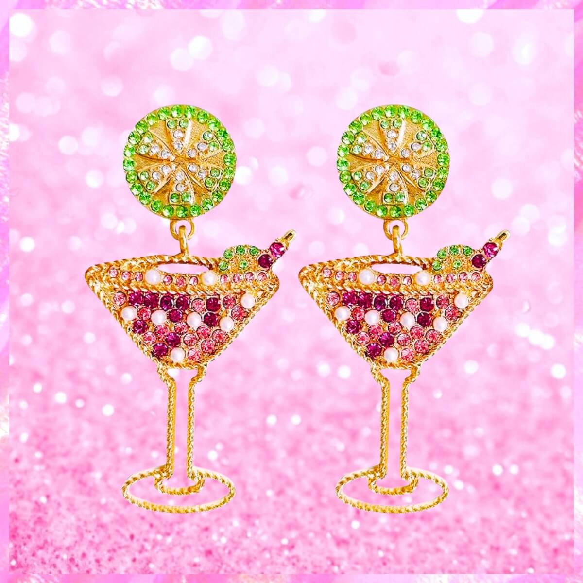 Martini Cocktail Drop Earrings