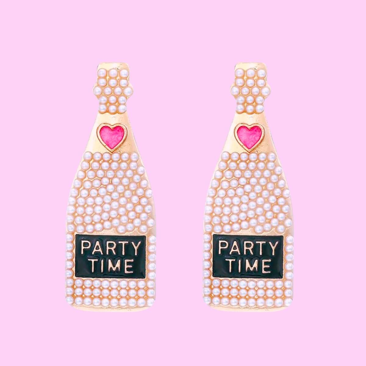 Party Time Embellished Champaign Bottle Earrings
