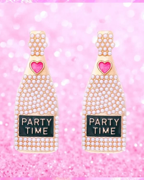 Party Time Embellished Champaign Bottle Earrings