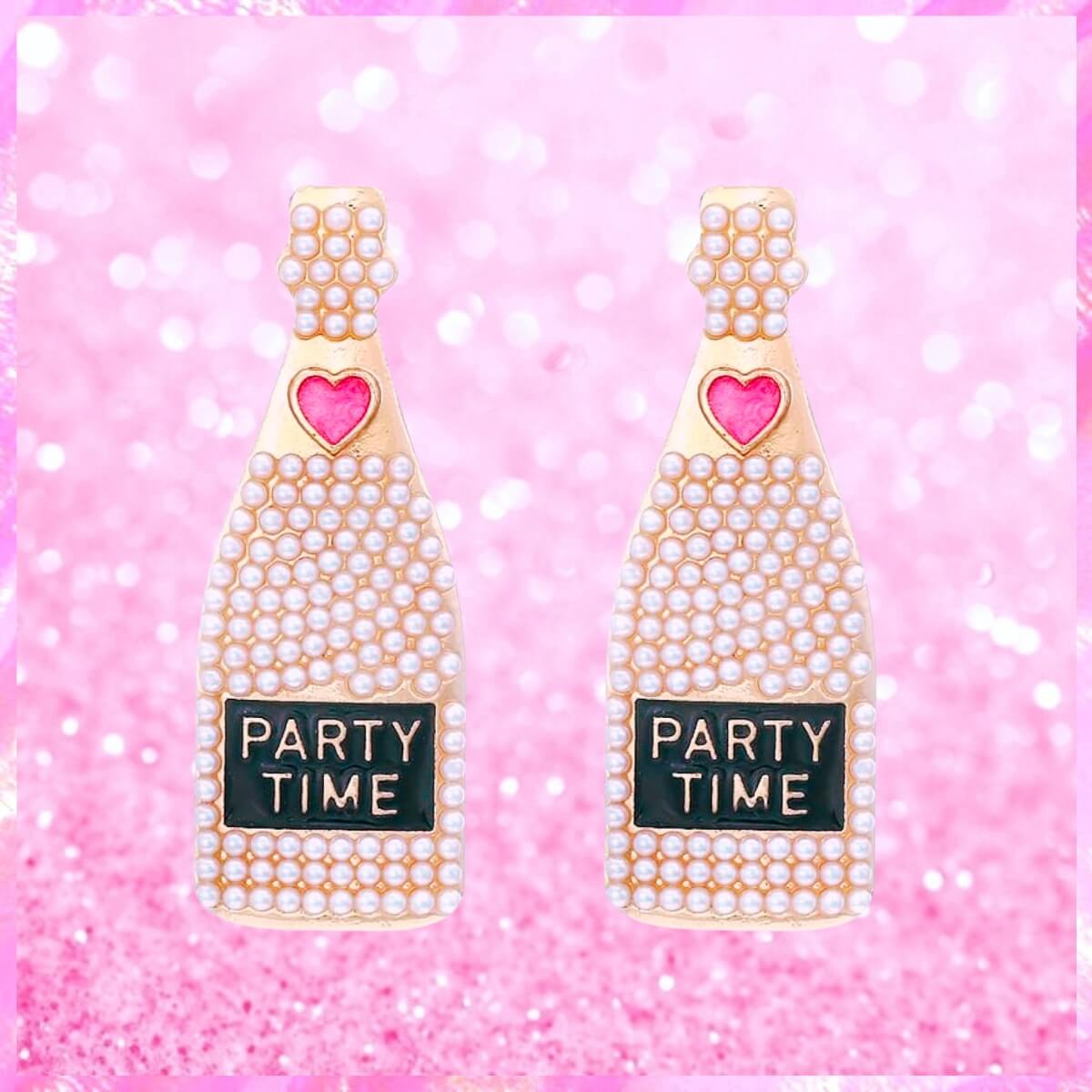 Party Time Embellished Champaign Bottle Earrings