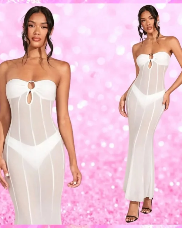 See-Through Cutout Mermaid Strapless Beach Dress