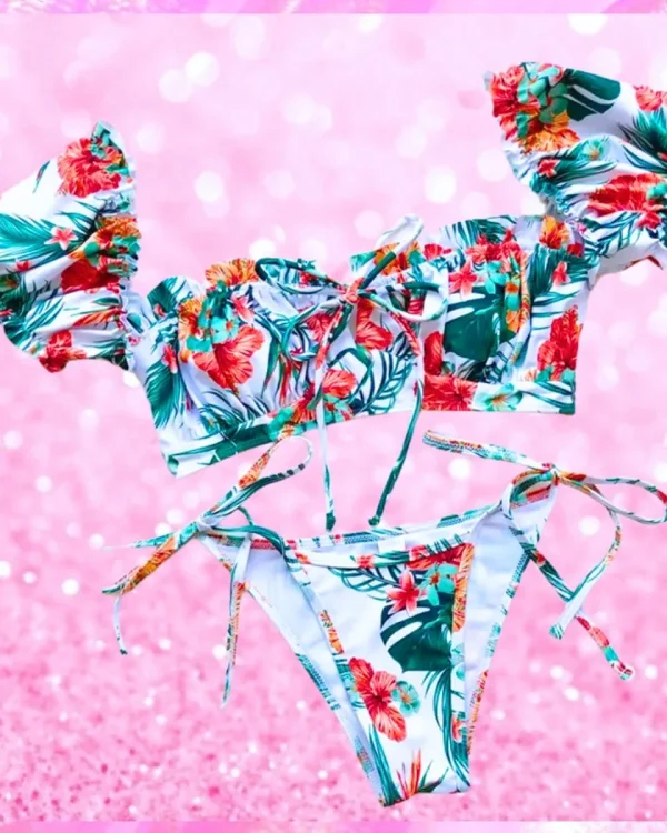 Tropical Off Shoulder Bikini Set