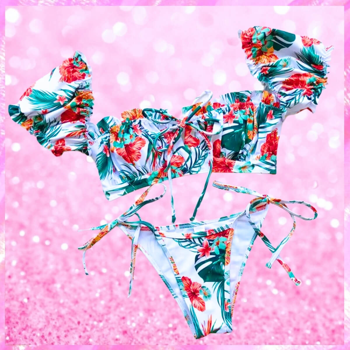 Tropical Off Shoulder Bikini Set