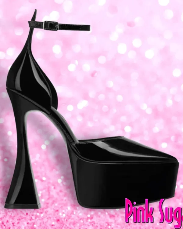 00 Black Platform Pointed Toe Heels