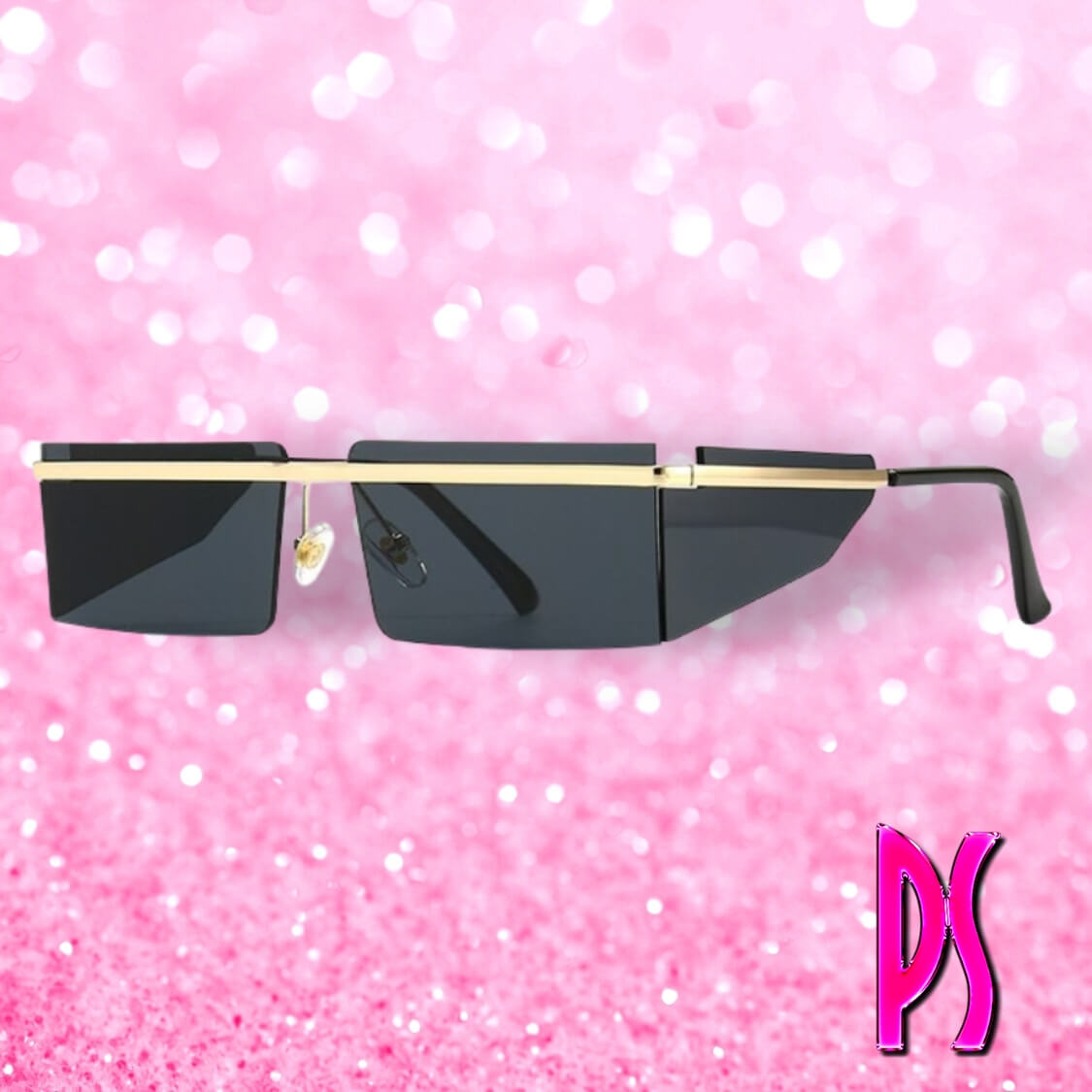 Black Square Rimless Vintage Glasses