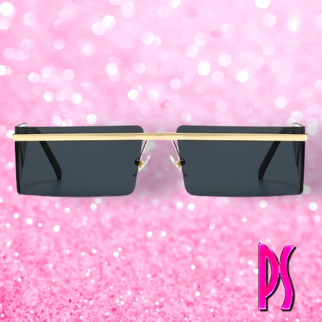 Black Square Rimless Vintage Glasses