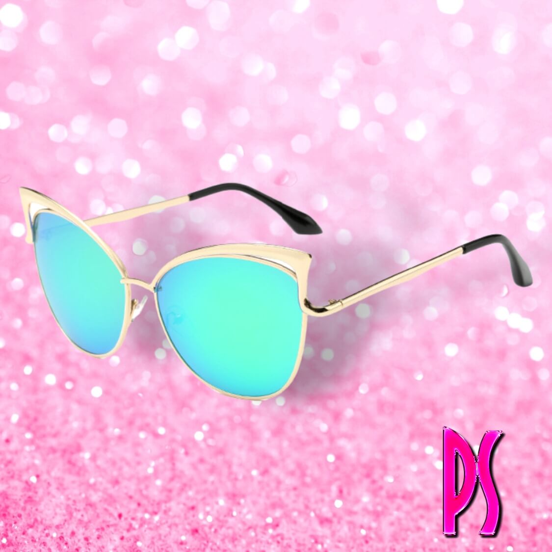 Blue Mirrored Cat Eye Sunglasses