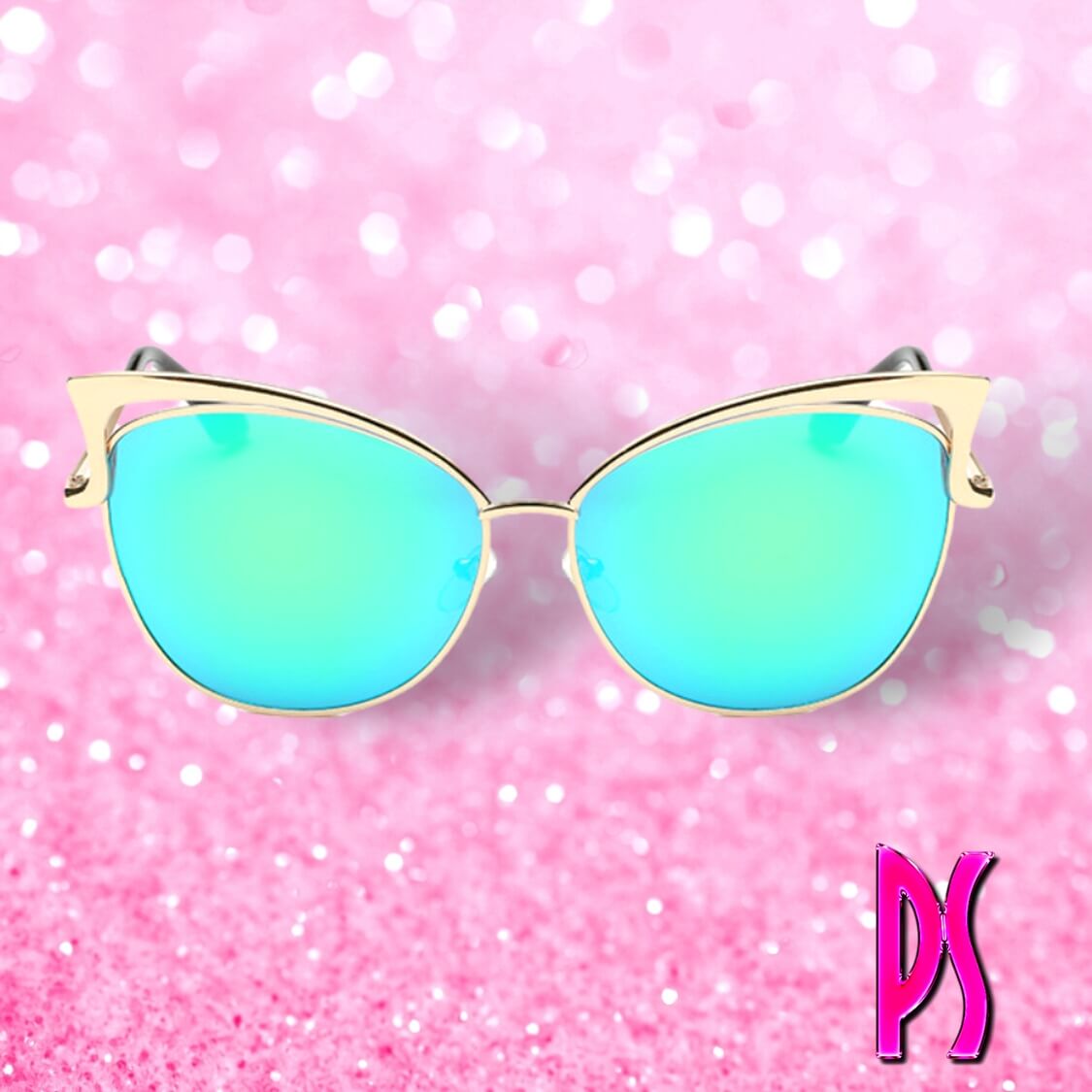 Blue Mirrored Cat Eye Sunglasses