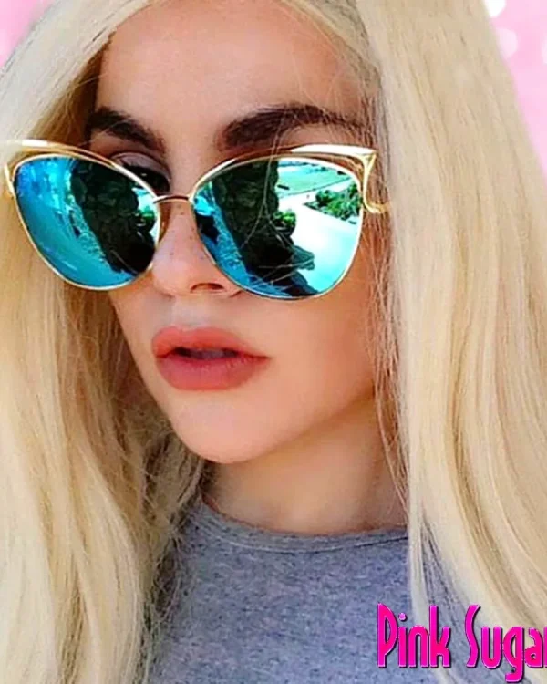 00 Blue Mirrored Cat Eye Sunglasses