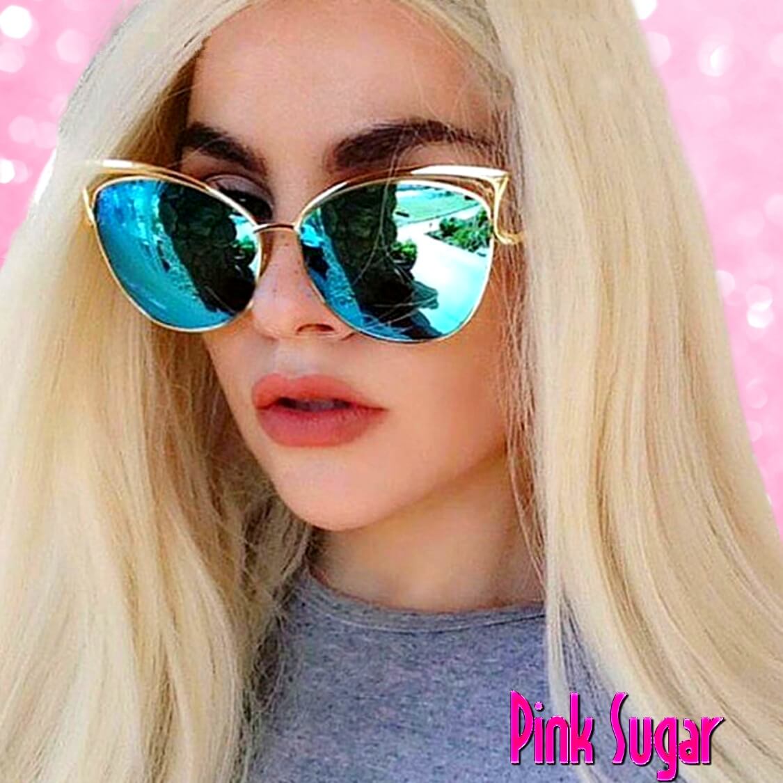 Blue Mirrored Cat Eye Sunglasses