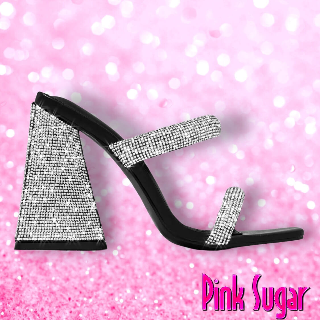 Embellished Triangle Block Heel Mules