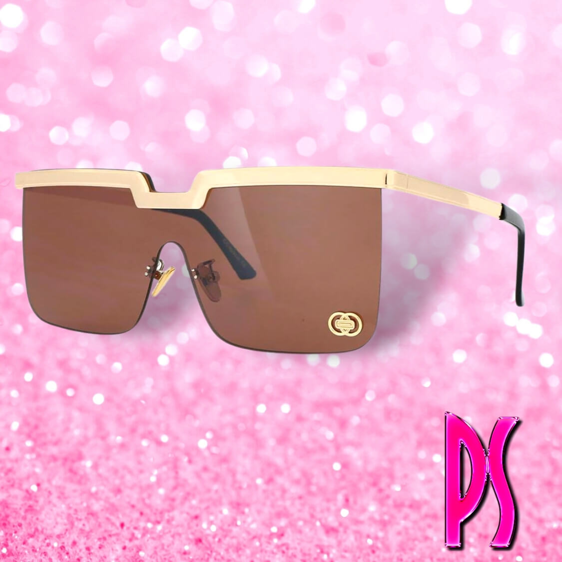 Gold Top Oversized Square Sunglasses