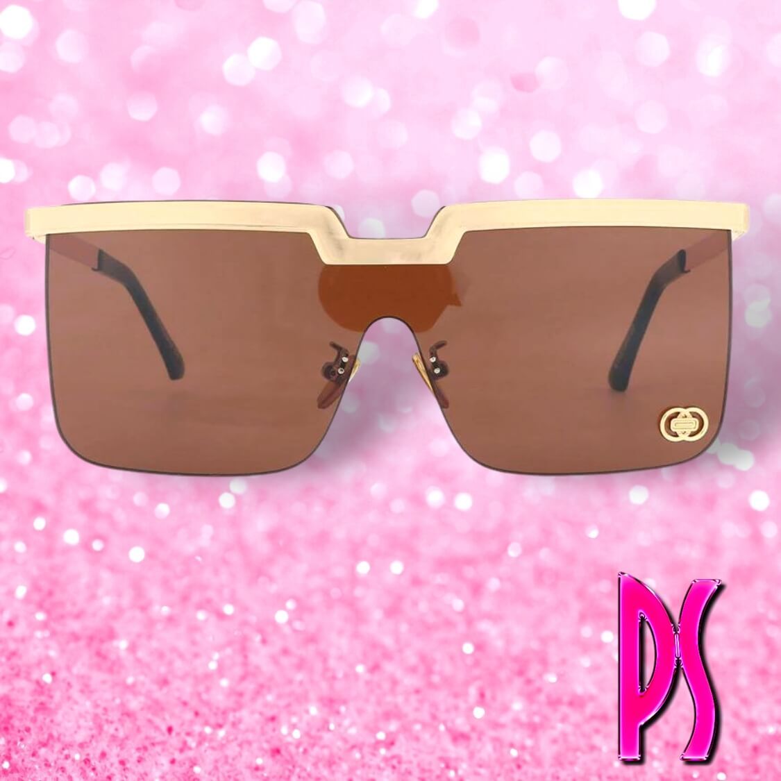 Gold Top Oversized Square Sunglasses