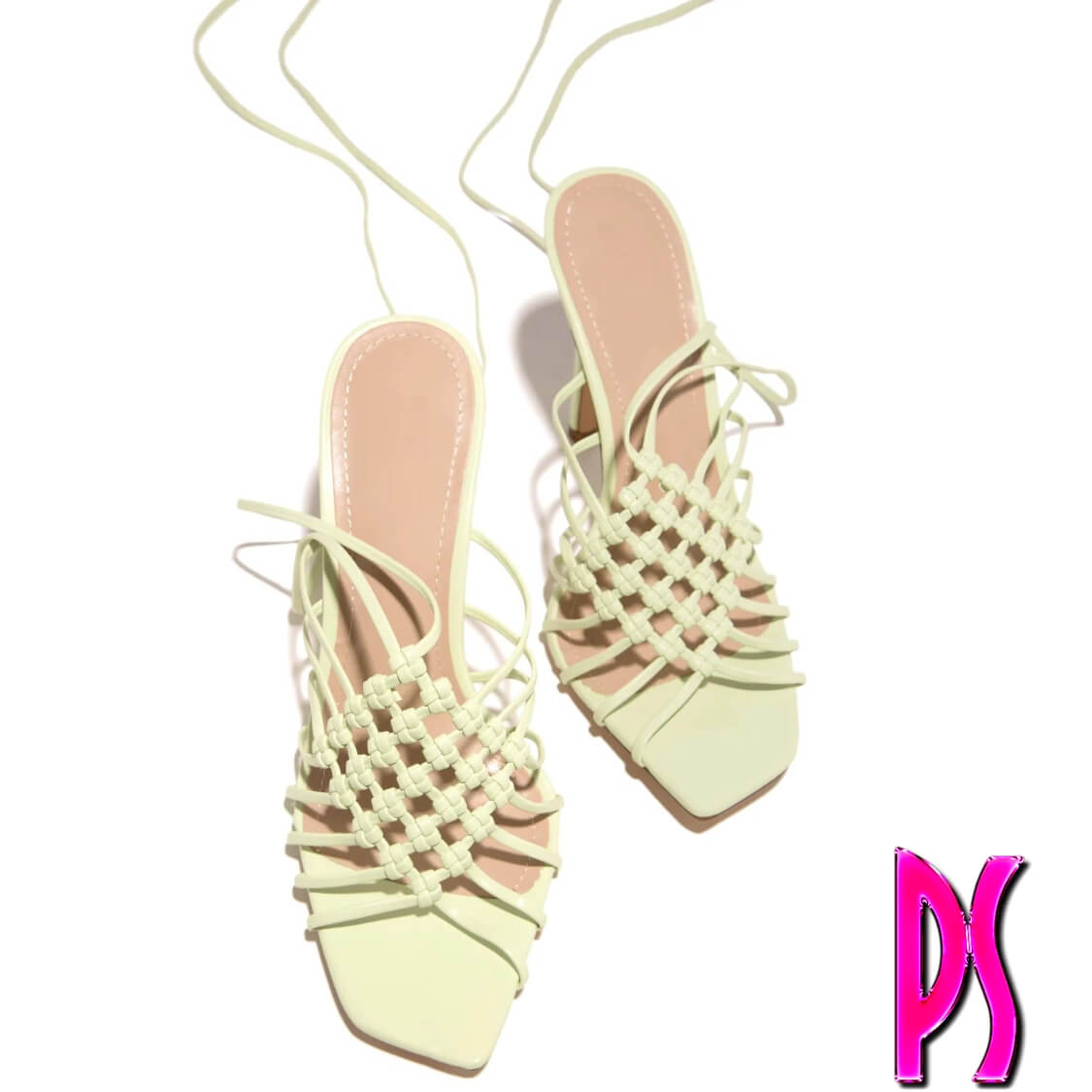 Mint Strappy Lace Up High Heels