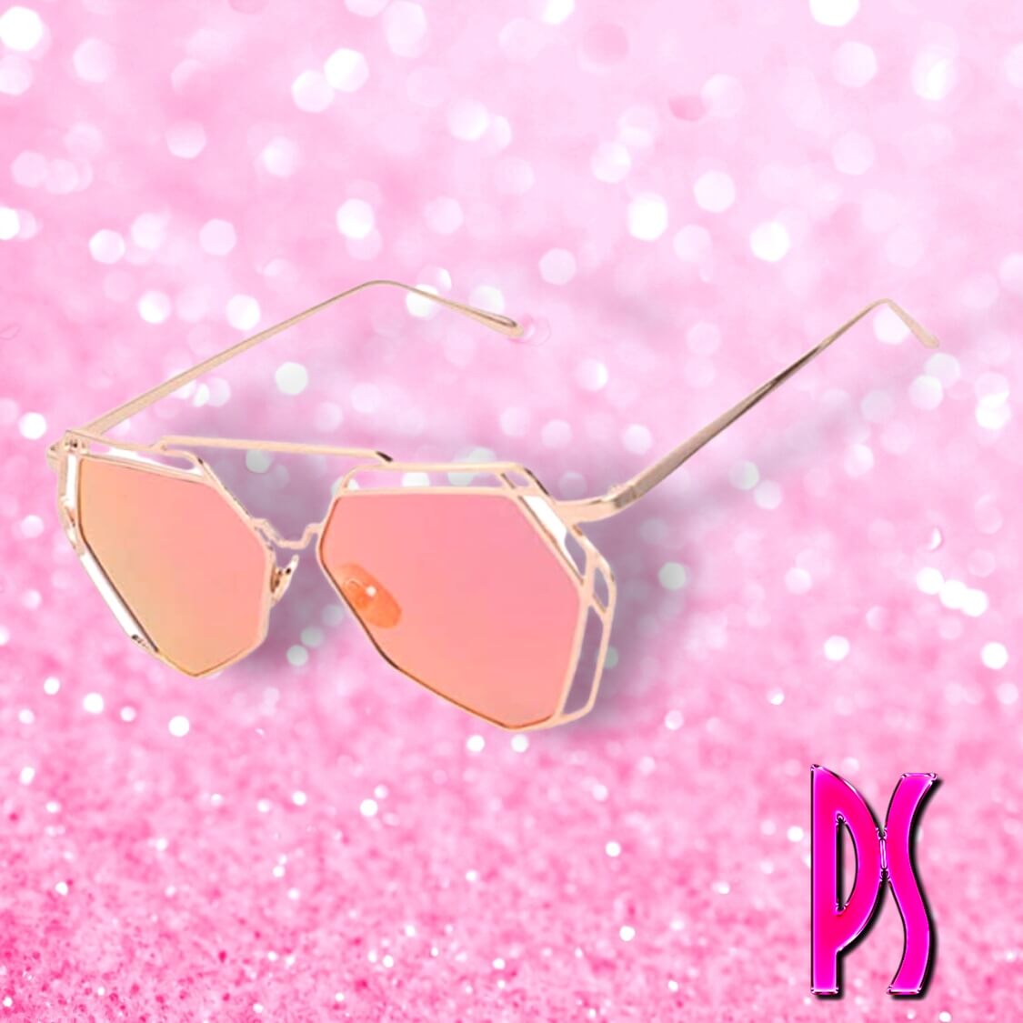 Pink Hexagon Sunglasses