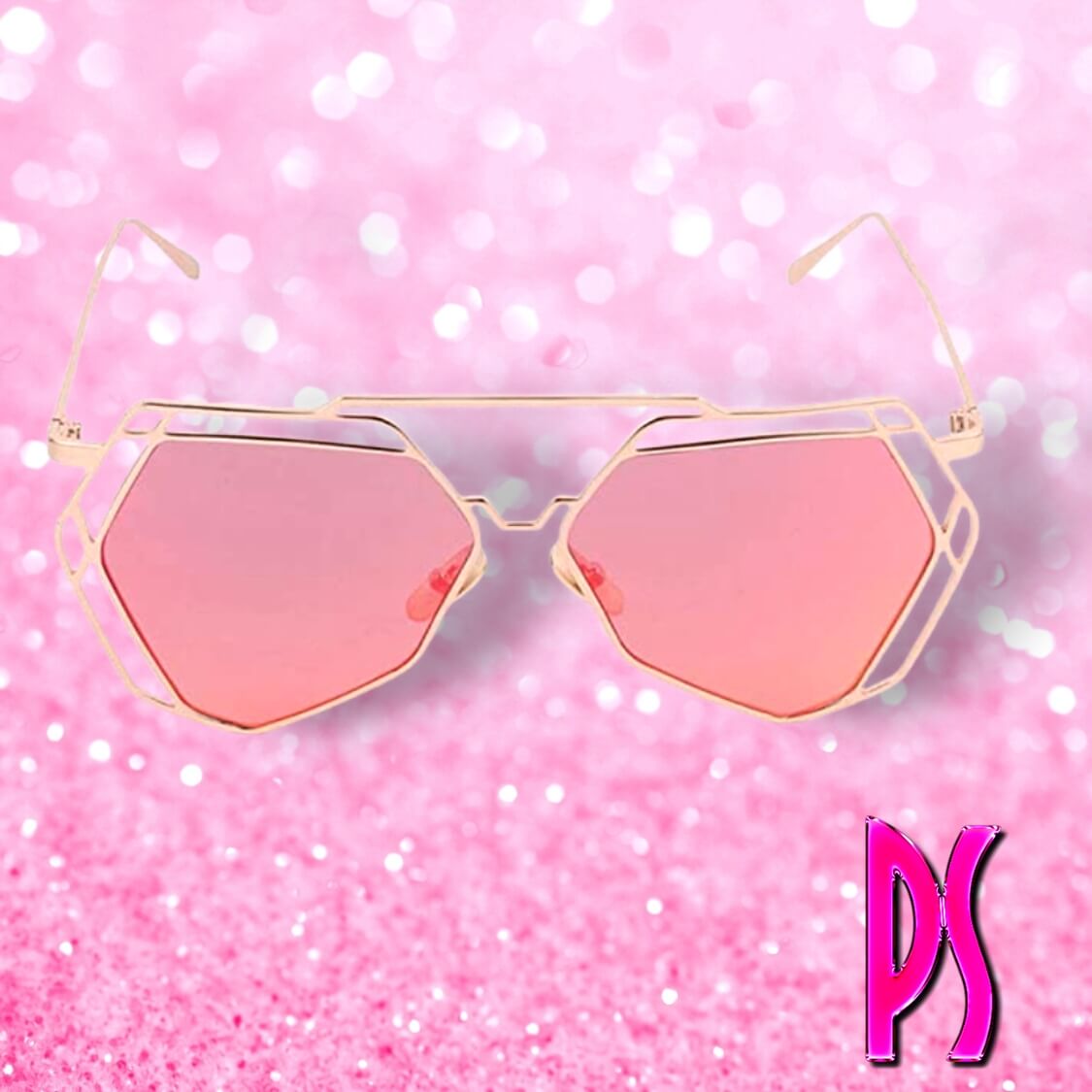 Pink Hexagon Sunglasses
