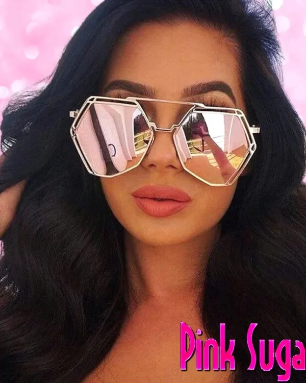 00 Pink Hexagon Sunglasses
