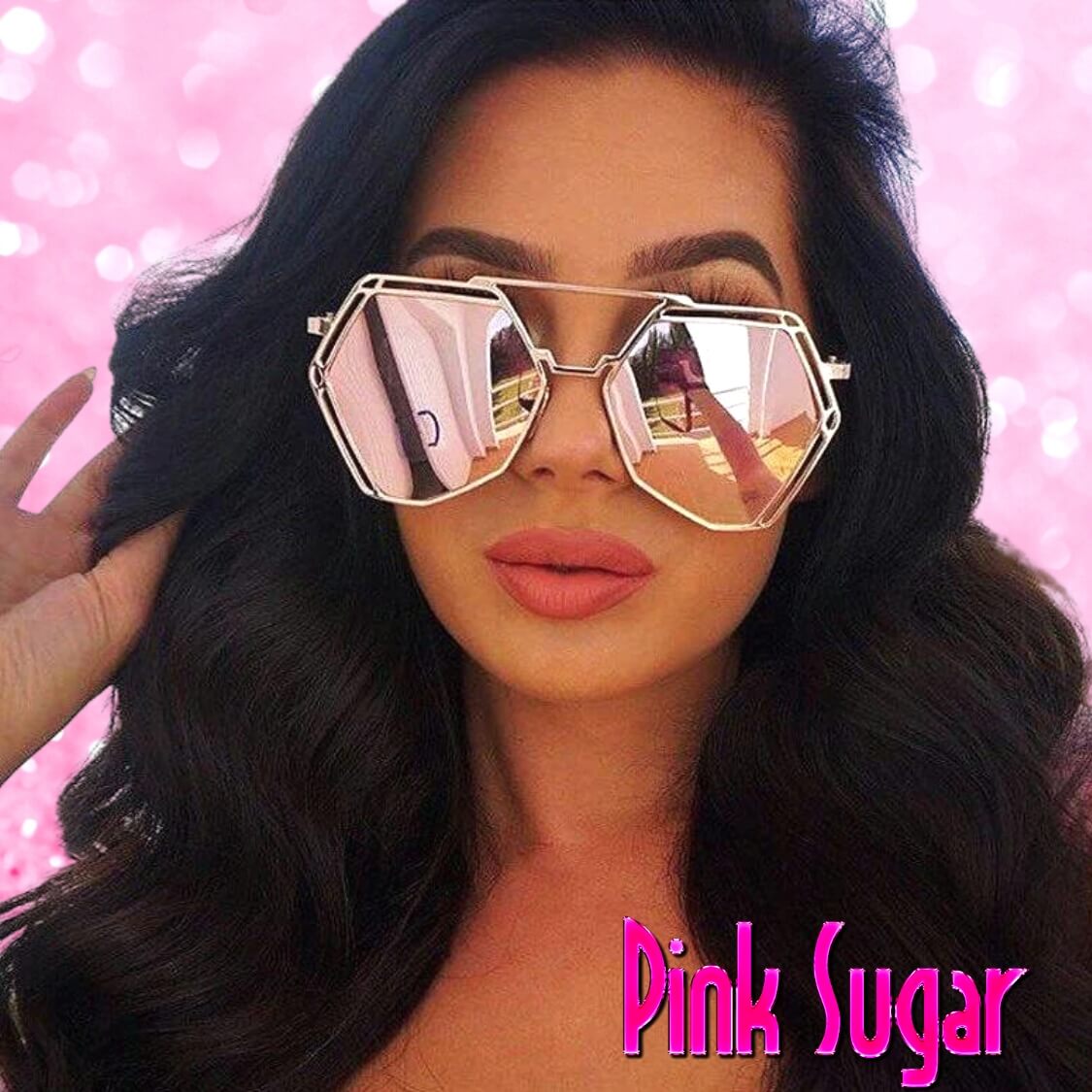 Pink Hexagon Sunglasses