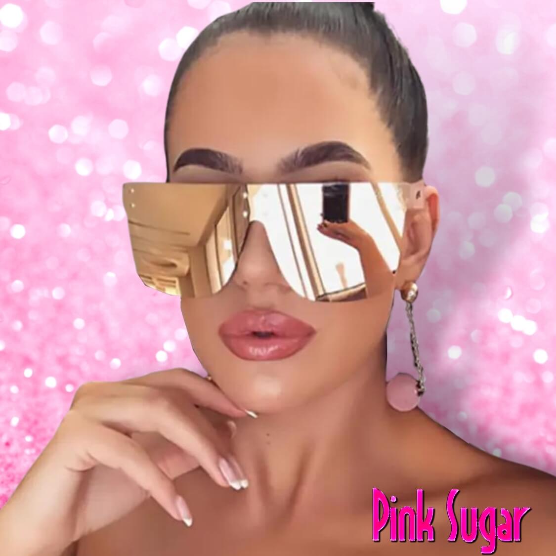 Pink Mirrored Flat Top Sunglasses