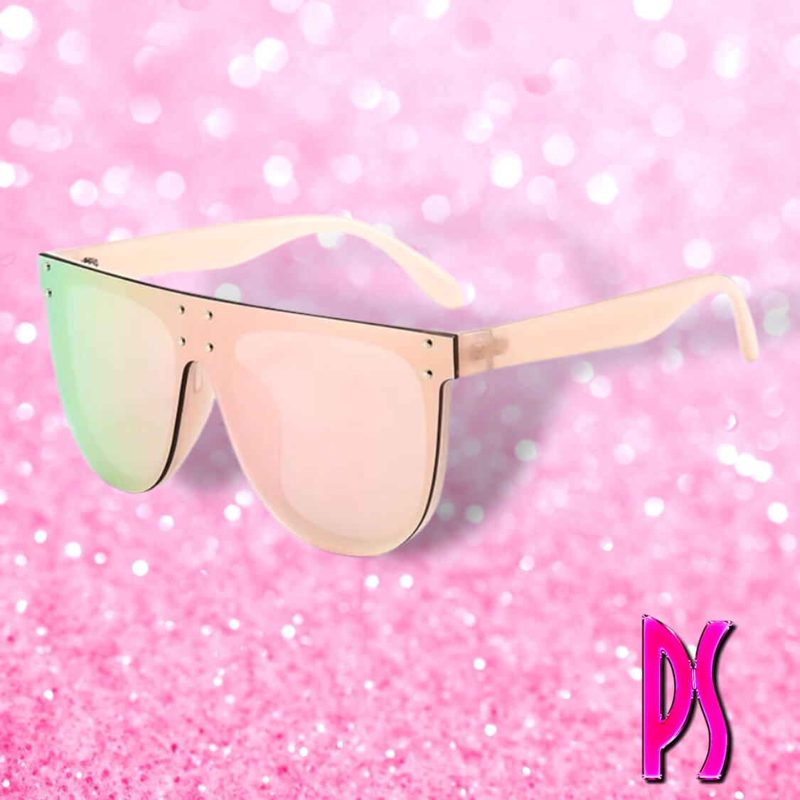 Pink Mirrored Flat Top Sunglasses