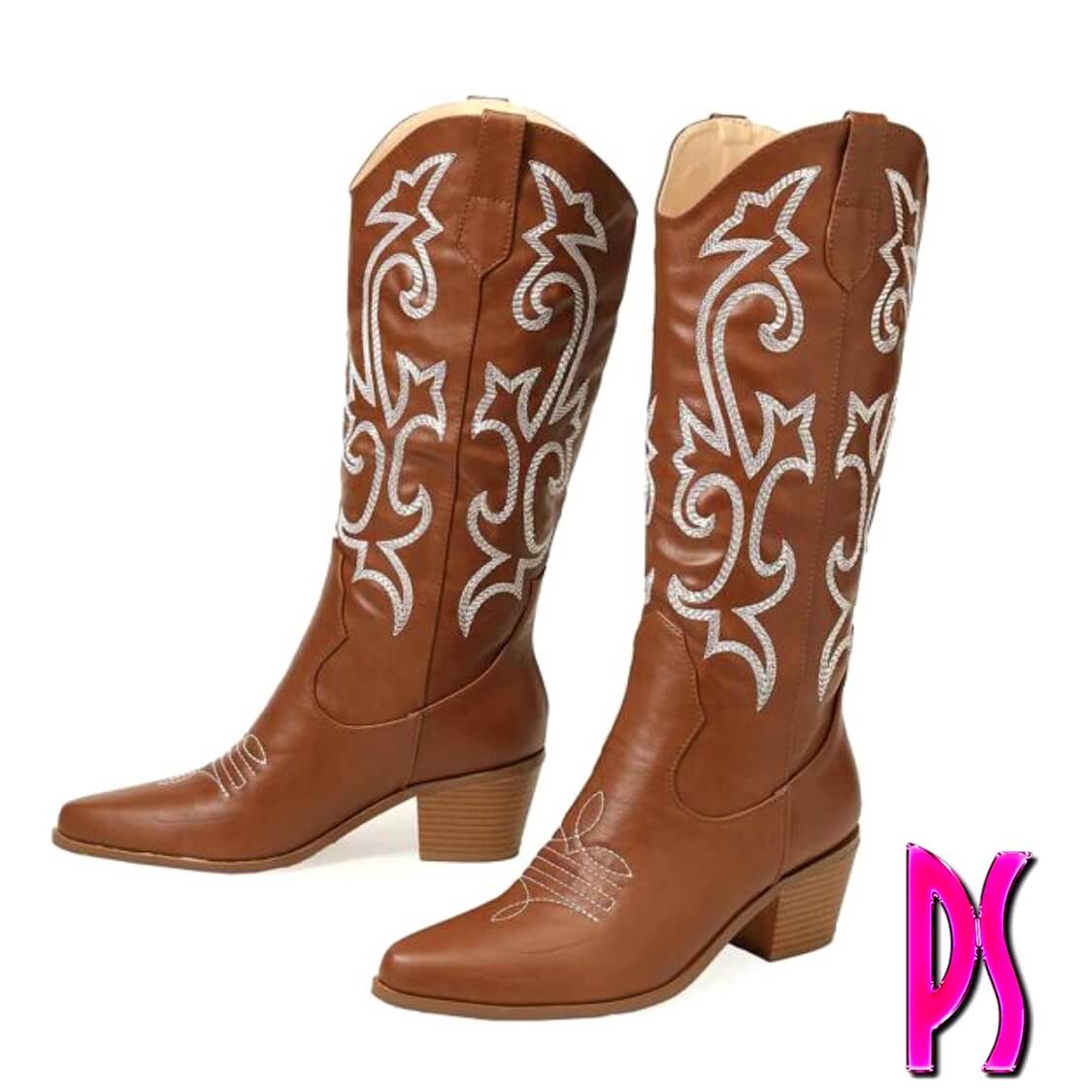 Stacked Heel Western Boots