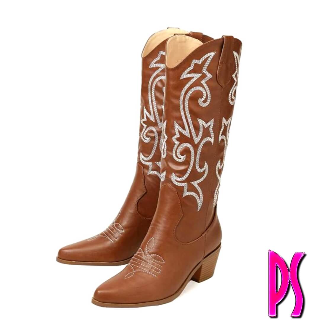 Stacked Heel Western Boots