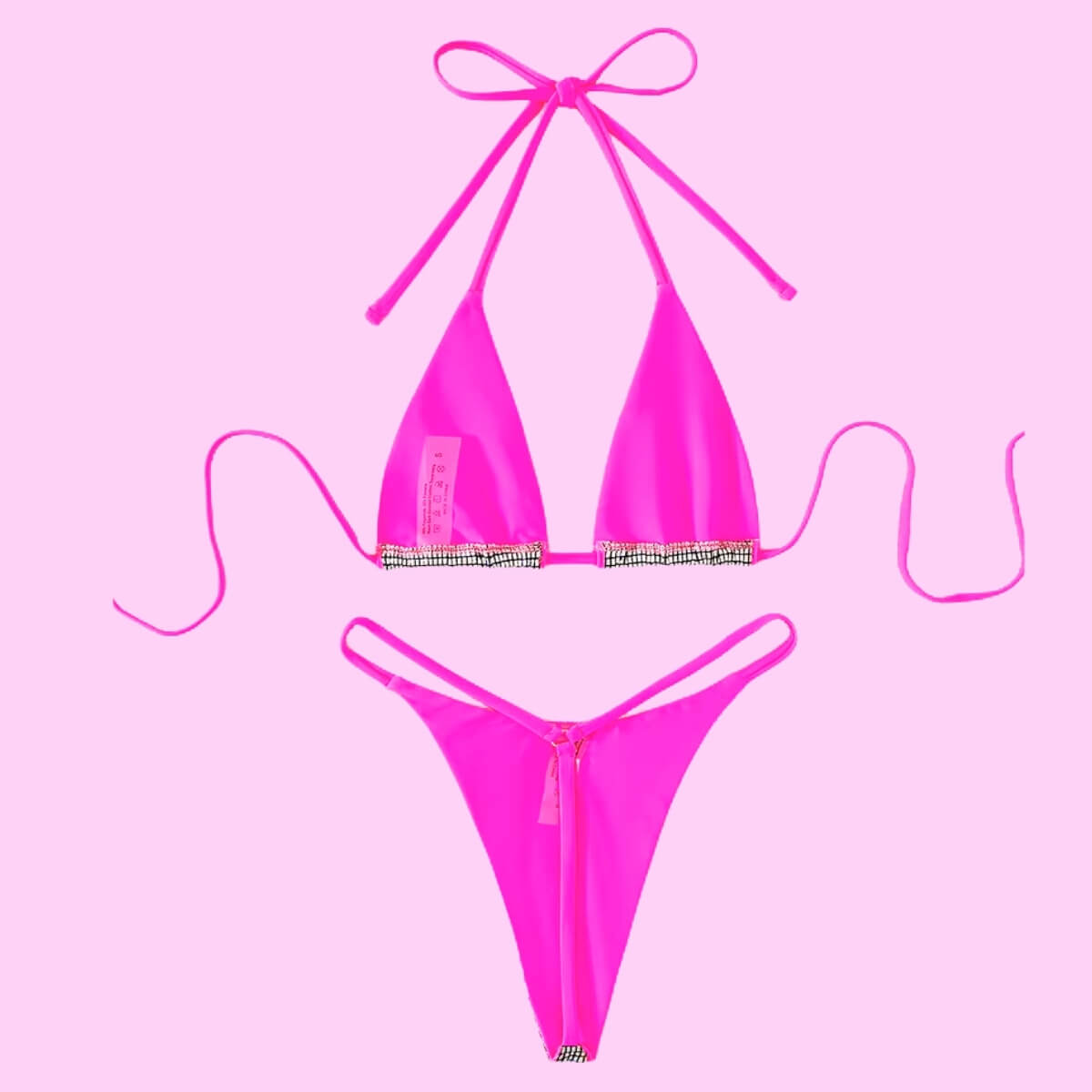 Glitter Embellished Thong Bikini Set