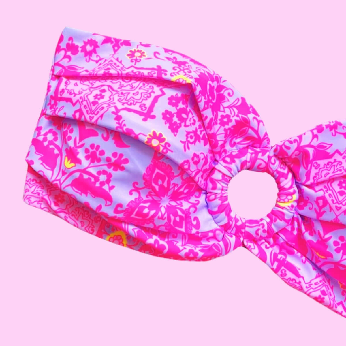Ring Detail Bandeau Bikini Set In Pink